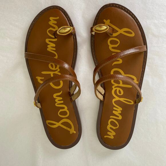 Sam Edelman Harlyn Toe Strap Sandals Size 7 Cognac Leather - Picture 5 of 12